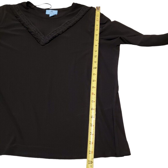 CeCe Women's Puffed Sleeve Knit Top Black Size 1X - Picture 7 of 9